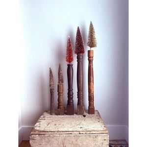 Repurposed Staircase Pedestal Christmas Trees Pipe Cleaner Handmade Holiday